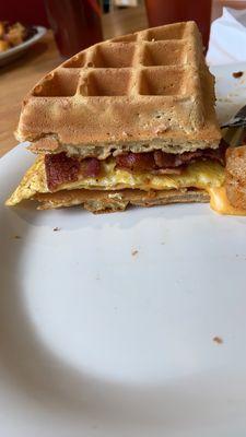 Waffle sandwich , not that great. Waffle way too soggy