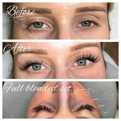 Eyelash extensions- full classic blended set