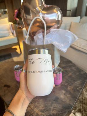 Custom engraved beverage mugs for Bachelorette Party