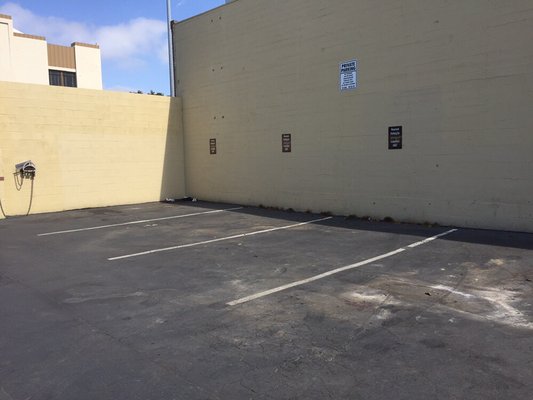 Private parking lot. Offering reserved parking for serene clients