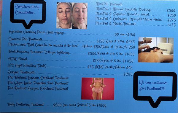 Facial and Body Menu