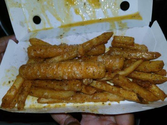 Parmesan mozzarella sticks and fries