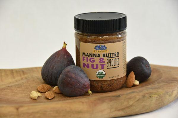 Organic Sprouted Fig & Nut Manna Butter. Made with sprouted almonds and no added sugar!