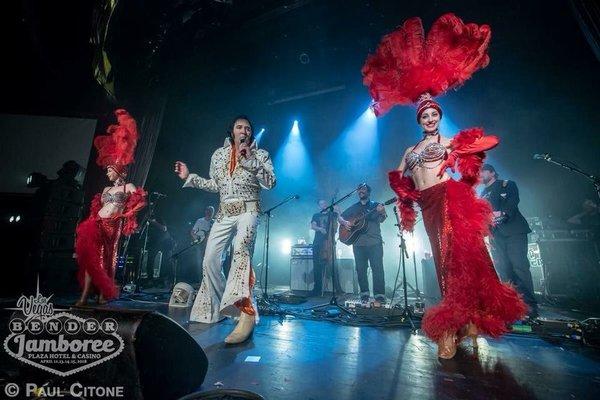 Elvis impersonator Shane Paterson and his showgirls at our event.