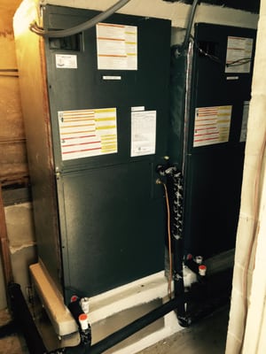 Took out a 1950s model furnace  and installed these two energy  efficient units