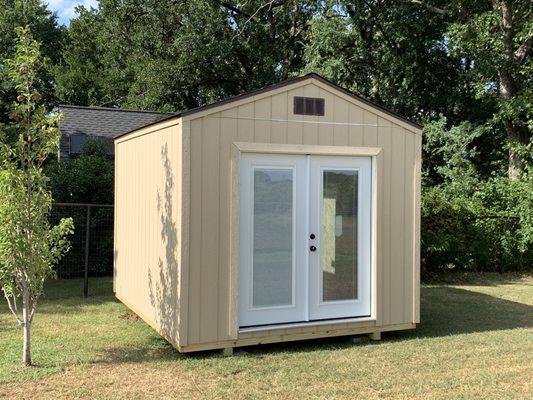 Storage shed with French doors