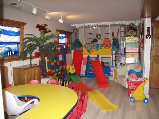 Their downstairs playroom is set up for fun and learning.