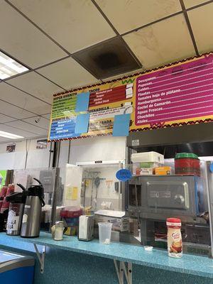 Taqueria counter menu