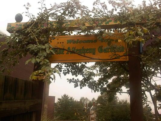 Olde Allegheny Community Gardens signage.