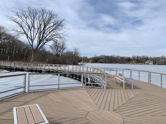 End of the dock... Large enough to hold an exercise class or a dance class!