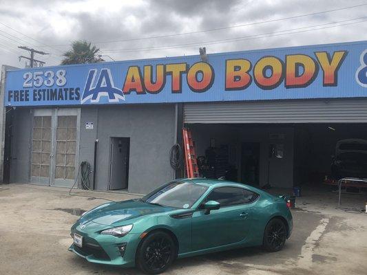 The GT86 got Bumper and Fender got corrected. The color matching was perfect. Any body work or paint this is the place to get it done.