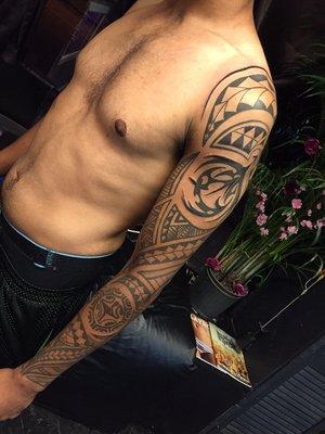 Freehand Polynesian tribal done by Owner Nick Hasan