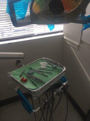 Nice dentist, the tools needed to get me back into shape.