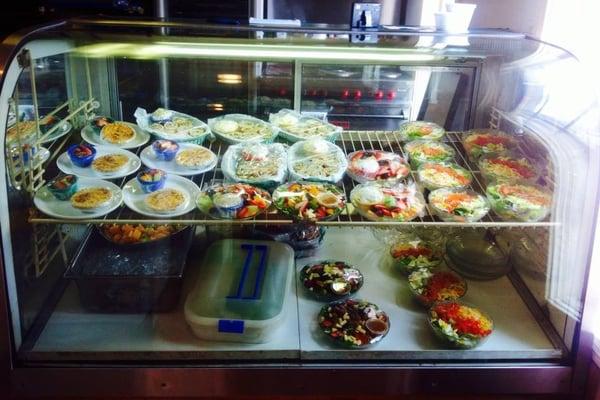 Our Salad Case, filled with delicious, healthy options.