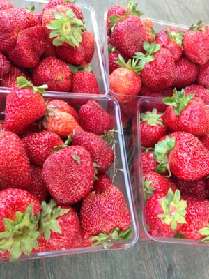 Sweet and perfectly ripe strawberries at the Kingstowne Market!