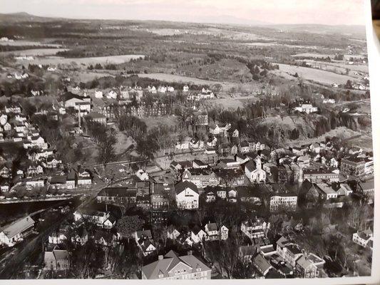 Aerial of downtown Tilton and surrounding area.