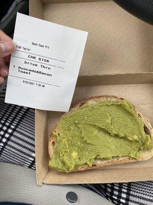 They forgot a few things on my Bacon Avocado Toast