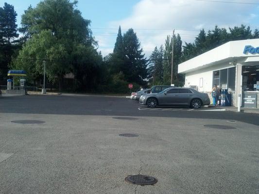 Vacuum and shampoo, and entrance to the store.