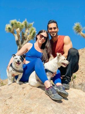 Saul and Jaré (owners) with their dogs, Bolt & Spots