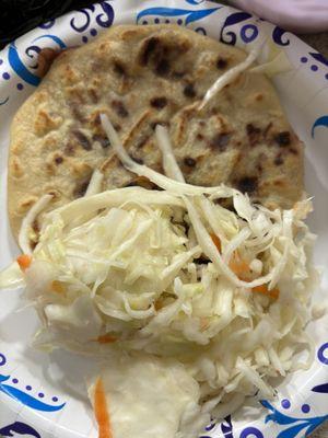 Pupusas (bean & cheese) with cabbage