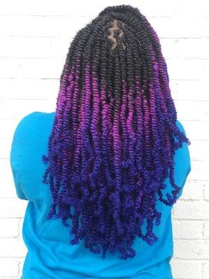 Black Unicorn Experience: long curly spring twists.