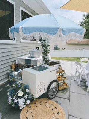 Ice cream cart rental for a Baby in Bloom themed Baby shower