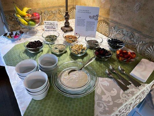 Yogurt table as part of morning offering