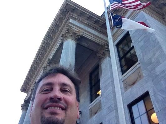 Bill Powers outside Cherokee County Courthouse