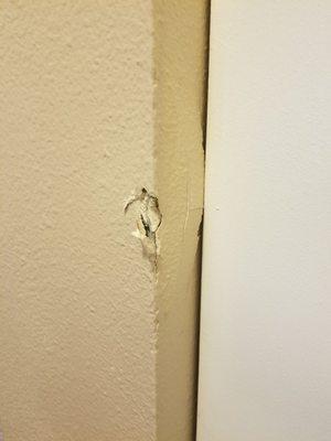 This is the damage done to my apartment during the installation of new fixtures. They didn't leave a note, didn't contact me or inform mgmt.