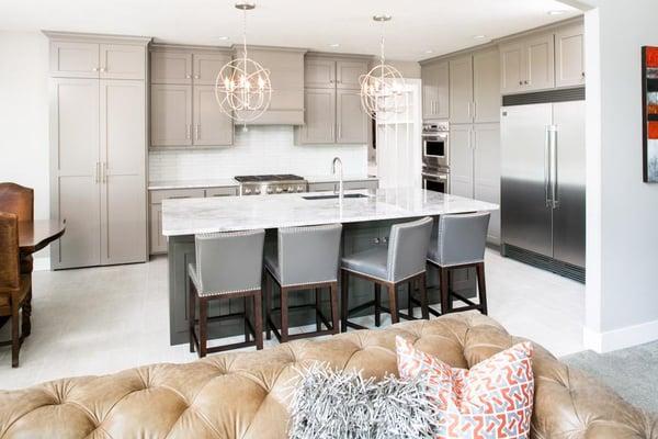 Clean kitchen design with grey cabinets