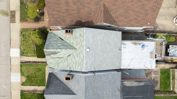 The old roof which was leaking in the front.