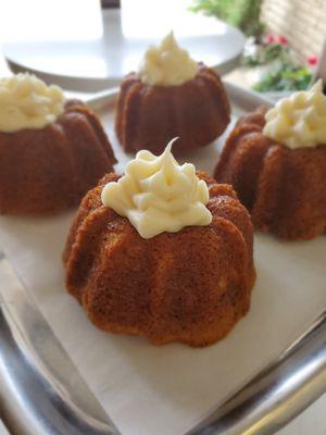 Fresh carrot cake with house made cream cheese frosting.  The perfect dessert to share or enjoy solo.