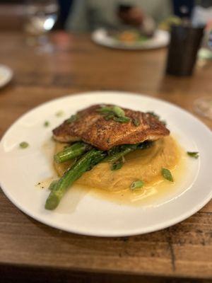 Seared Salmon with Broccolini and butternut squash