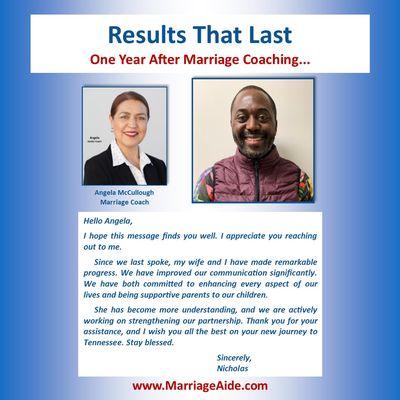 With Marriage Coaching, we aim for results that last.