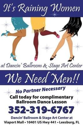 We Need Men Its Raining Women Leesburg Fl No Partner Necessary call now for appointment