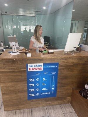 One of our staff at SIM cards hawaii