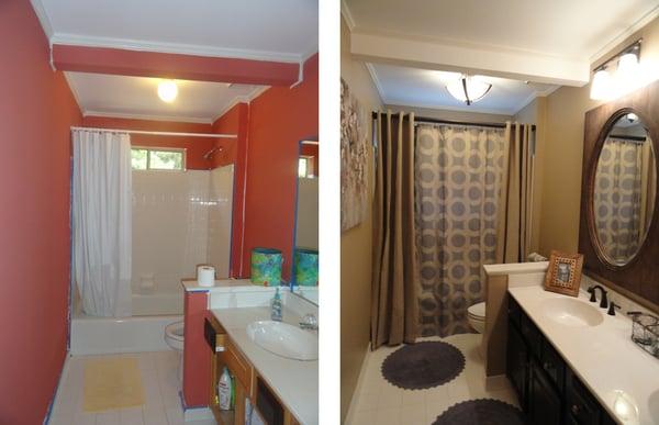 Before and After pictures of a hall bathroom