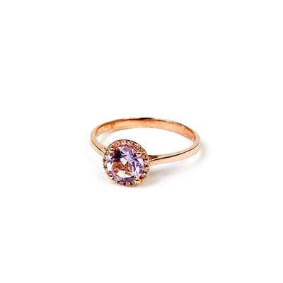 Pink Amethyst and Diamond Ring 14K Rose Gold