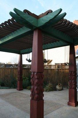 custom Polynesian design arbor.