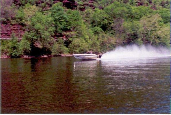 My custom boat speed over 85 miles an hour plus picture was taken in the Delaware river above the Milford bridge