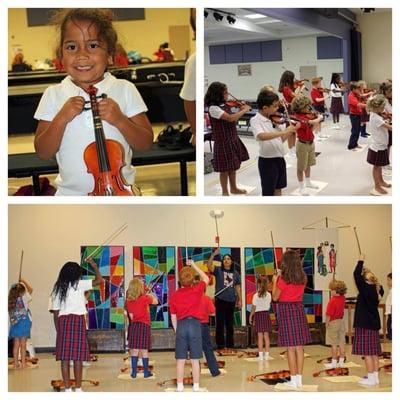 Orchestra begins in  PreK at ASCS. Our Suzuki Violin program led by Shana Druffner