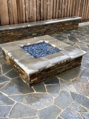 Diamond Fire Glass fire pit in Dana Point, Ca.