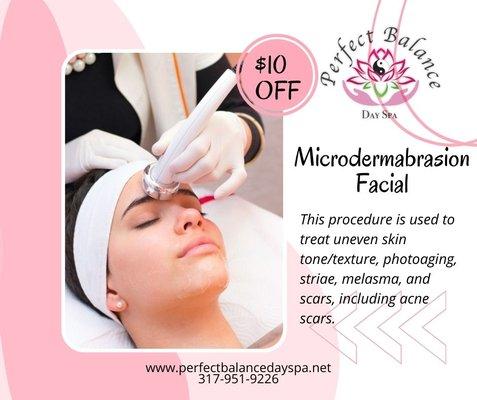 Achieve flawless, rejuvenated skin with our acne and scarring diminishing Microdermabrasion service for a smoother, brighter complexion.