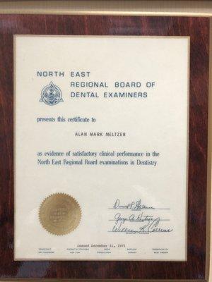 Dentistry Certificate - North East Board of Dental Examiners