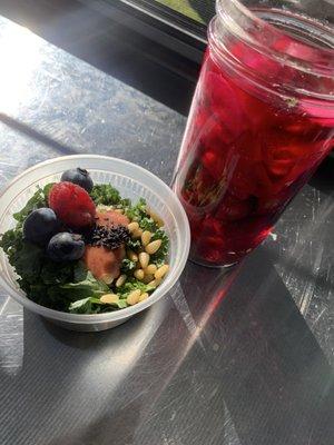 Fresh kale and berries salad and fresh pickles daily!