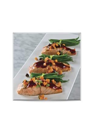 Salmon with Raspberry Tamarind Glaze and Sweet Potato Salsa with Haricot Verts bundles