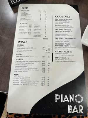 Drink menu