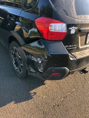 Left rear bumper damage before I dropped it off.