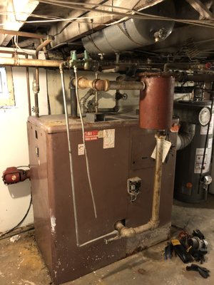 old oil hydronic boiler