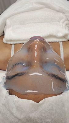 Acne Personalized Facial with a blue Hydro Jelly mask and LED treatment add on.